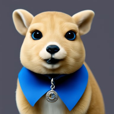 Go Blue Gopher in a collar, domesticated.