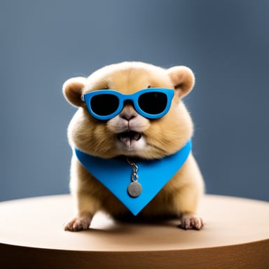 Go Blue Gopher in a collar, domesticated.