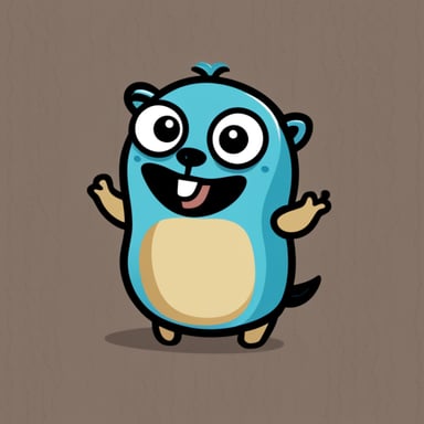 Go Blue Gopher winking while smiling in the traditional Golang design.