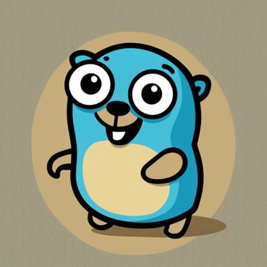 Go Blue Gopher winking while smiling in the traditional Golang design.