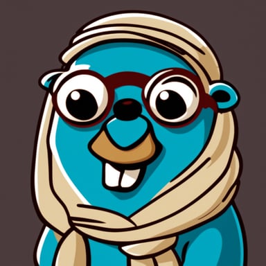 Go Blue Gopher winking while smiling in the traditional Golang design.