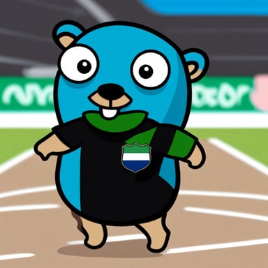 Go Blue Gopher wearing a black t-shirt with the Nigerian flag on it.