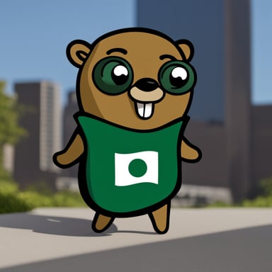 Go Blue Gopher wearing a black t-shirt with the Nigerian flag on it.