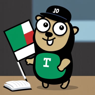 Go Blue Gopher wearing a black t-shirt with the Nigerian flag on it.