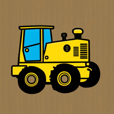 Go blue gopher steering yellow construction machinery.