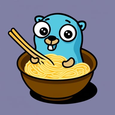 Go Blue Gopher enjoying a bowl of ramen.