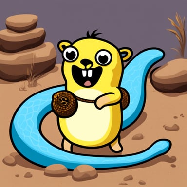 Go blue gopher with yellow python.