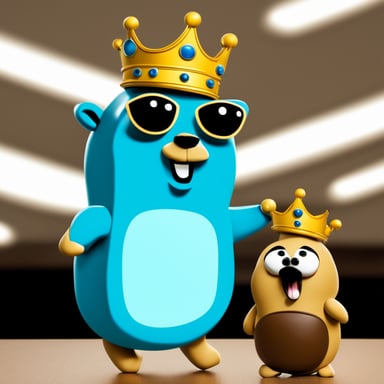 Go Blue Gopher as queen with children