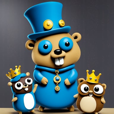 Go Blue Gopher as queen with children