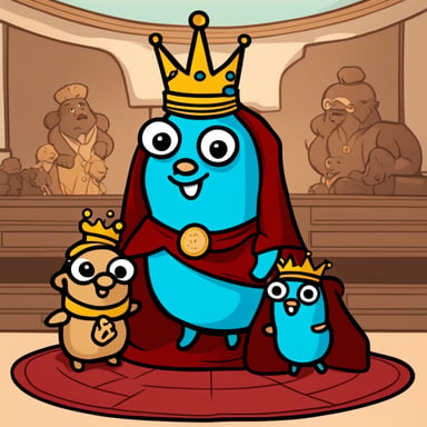 Go Blue Gopher as queen with children