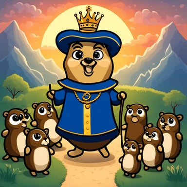 Go Blue Gopher as Queen Elizabeth with 9 children.