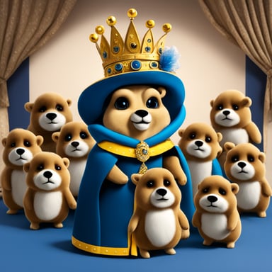 Go Blue Gopher as Queen Elizabeth with 9 children.