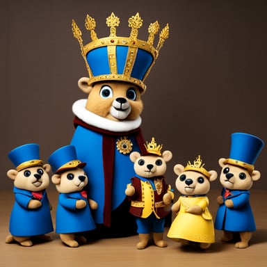 Go Blue Gopher as Queen Elizabeth with 9 children.