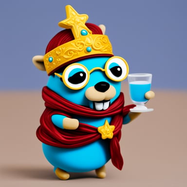 Go Blue Gopher as tea gopher girl, blue with glasses.