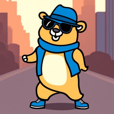 Go Blue Gopher breakdancing and wearing very stylish