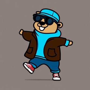 Go Blue Gopher breakdancing and wearing very stylish
