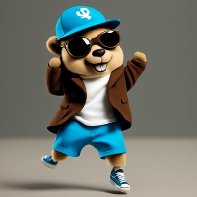Go Blue Gopher breakdancing on hands and wearing very stylish.