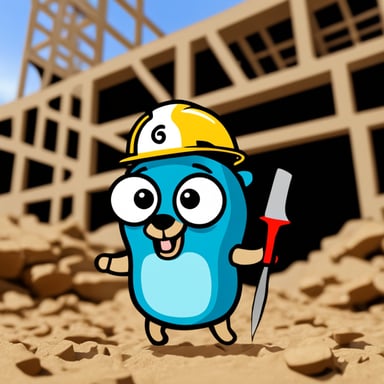 Go Blue Gopher, along with many gophers, is working at a construction site.