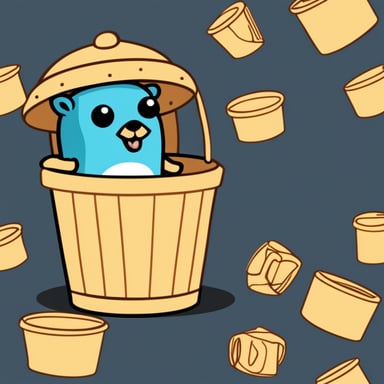 Go Blue Gopher in wastepaper basket