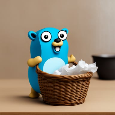 Go Blue Gopher in wastepaper basket