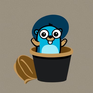 Go Blue Gopher sitting in a wastepaper basket.