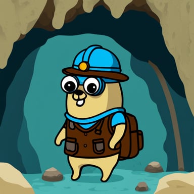 Go Blue Gopher goes caving.