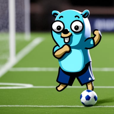 Go Blue Gopher doing a penalty kick
