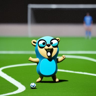 Go Blue Gopher doing a penalty kick