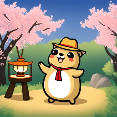 Happy Go Blue Gopher enjoying a Japanese Shinto Matsuri shrine festival.