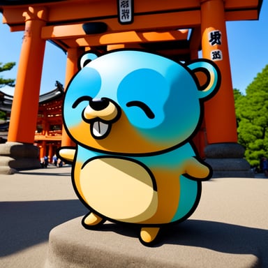 Happy Go Blue Gopher at Fushimi Inari Taisha