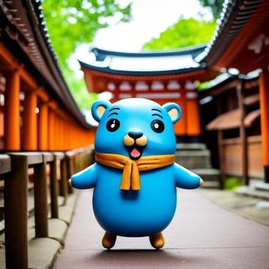 Happy Go Blue Gopher at Fushimi Inari Taisha