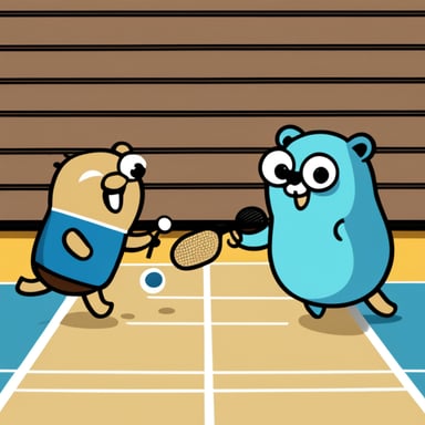 Two Go Blue Gophers are playing pingpong.