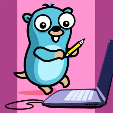 Go Blue Gopher and Pink Gopher writing computer programs.