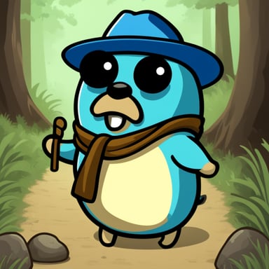 Go Blue Gopher as a Golang Gopher with a more Asian style.