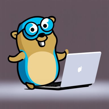 Good Go Blue Gopher with a laptop.