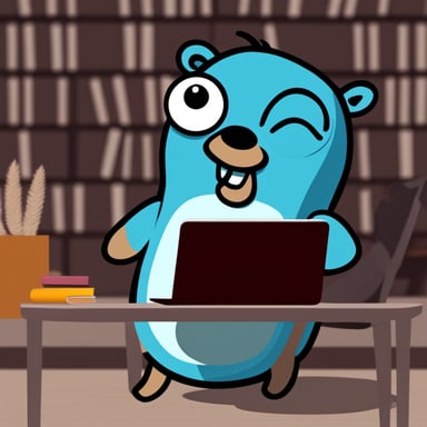 Good Go Blue Gopher with a laptop.