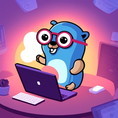 Good Go Blue Gopher with a laptop.