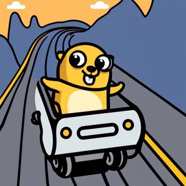Go Blue Gopher on a roller coaster