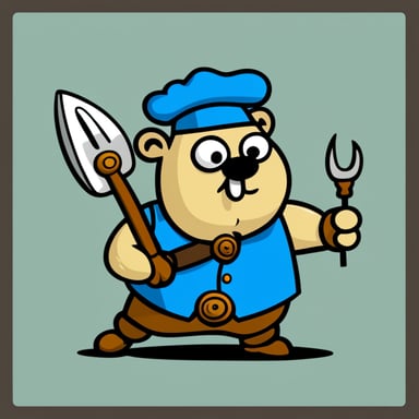 Go blue gopher in the style of Asterix and Obelix.
