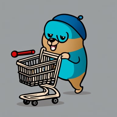 Go Blue Gopher with a shopping cart full of IP packets.