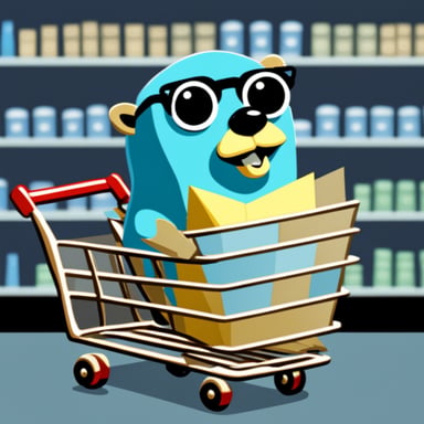 Go Blue Gopher with a shopping cart full of IP packets.