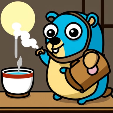 Go Blue Gopher sitting in a Japanese izakaya drinking sake.