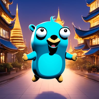 Go Blue Gopher as a happy jobseeker in Thailand.