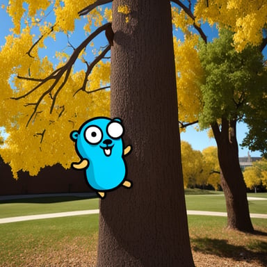 The go blue gopher climbed the tree.