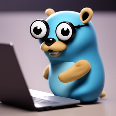 Go Blue Gopher uses Python to code, and his head has a Python logo.