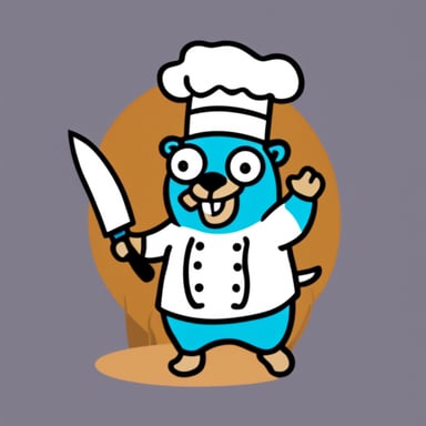 Go Blue Gopher as Chef Gopher with knife