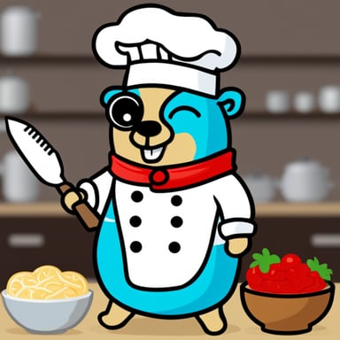 Go Blue Gopher as Chef Gopher with knife