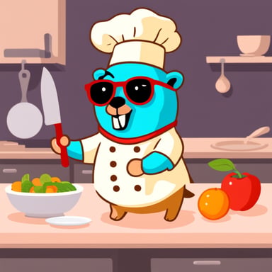 Go Blue Gopher as Chef Gopher with knife