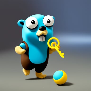 Go Blue Gopher juggling with golden keys.