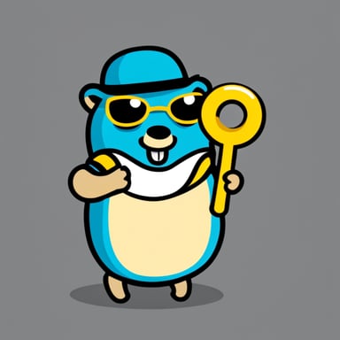 Go Blue Gopher juggling with golden keys.